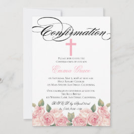 Elegante Invitación de confirmación de cruz floral