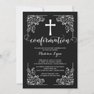 Elegante invitación de confirmación de la cruz del