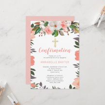 Elegante invitación de confirmación floral de cora