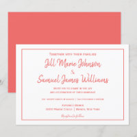 Elegante invitación de Coral y Elegancia Blanca