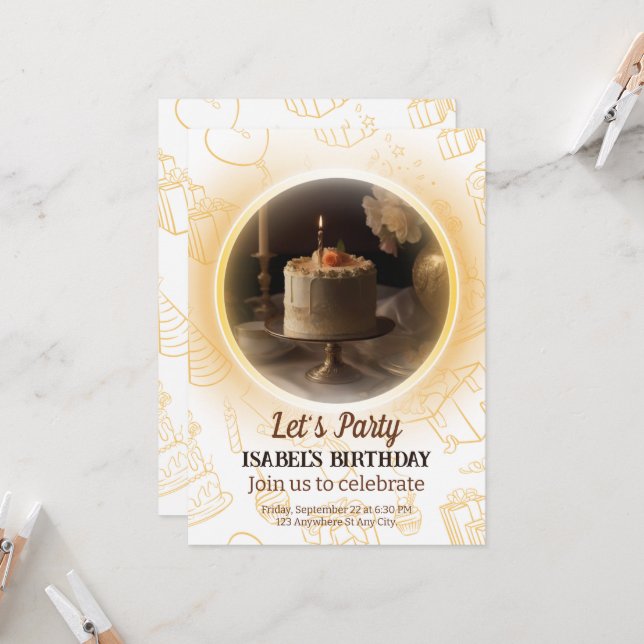 Elegante invitación de cumpleaños (Anverso/Reverso In Situ)