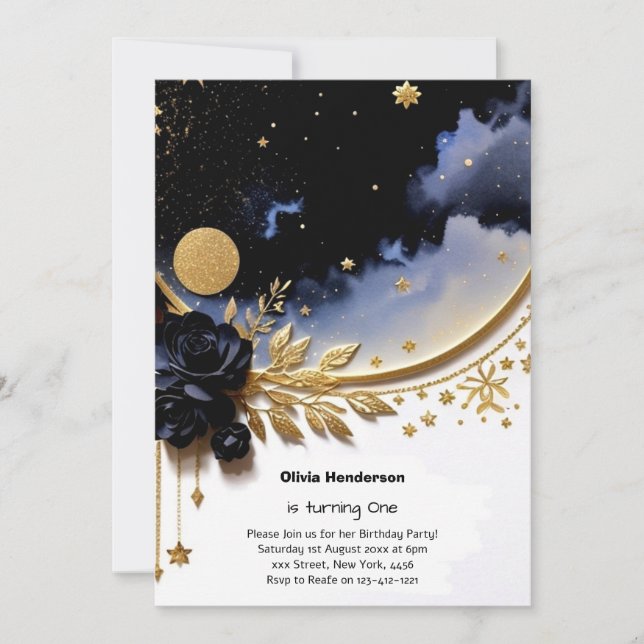 Elegante Invitación de cumpleaños (Anverso)