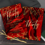 Elegante invitación de cumpleaños 30 de color rojo<br><div class="desc">La asombrosa invitación de cumpleaños número 30 con brillo y decoración de oro,  estos invitados Fiestas son plantillas impresas para él o ella y se pueden personalizar fácilmente e incluso imprimir físicamente.</div>