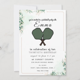 Elegante Invitación de Cumpleaños 30 de Pickleball