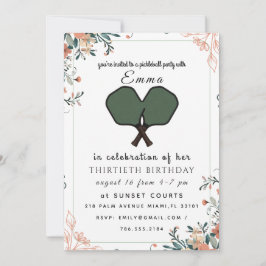 Elegante Invitación de Cumpleaños 30 de Pickleball