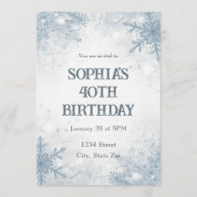 Elegante Invitación de Cumpleaños 40 de Invierno –
