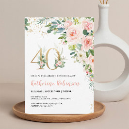 Elegante Invitación de Cumpleaños 40 para Ella con