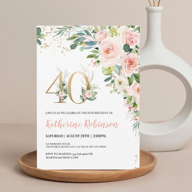 Elegante Invitación de Cumpleaños 40 para Ella con (Subido por el creador)