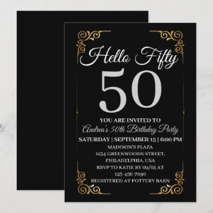 Elegante Invitación de Cumpleaños 50 para Mujeres