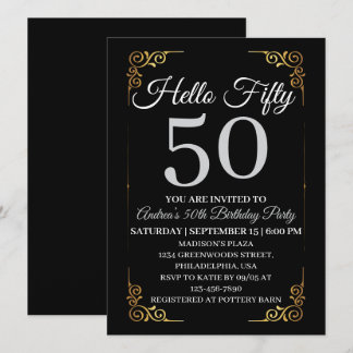 Elegante Invitación de Cumpleaños 50 para Mujeres 