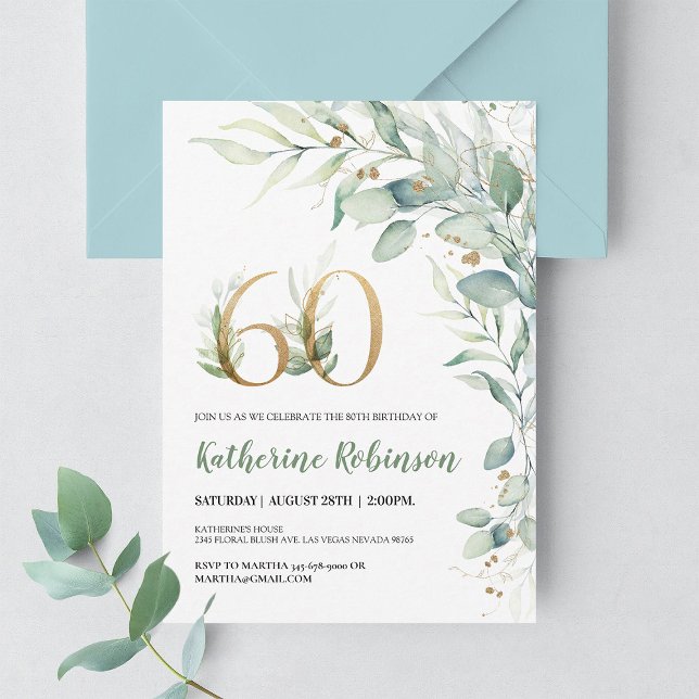 Elegante Invitación de Cumpleaños 60 para Ella con (Subido por el creador)
