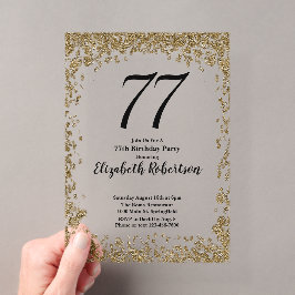 Elegante invitación de cumpleaños 77 en acrílico c