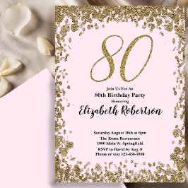 Elegante Invitación de Cumpleaños 80 con Lentejuel