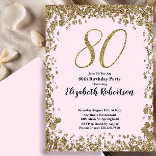 Elegante Invitación de Cumpleaños 80 con Lentejuel