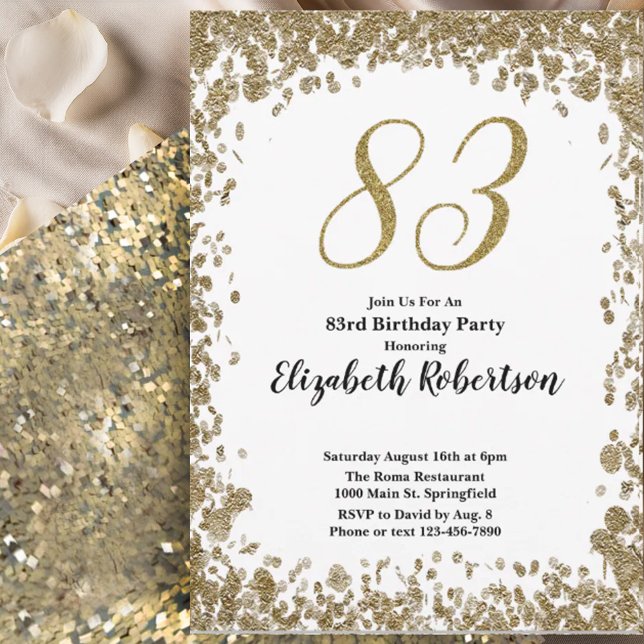 Elegante invitación de cumpleaños 83 para ella en  (Subido por el creador)