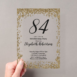 Elegante invitación de cumpleaños 84 en acrílico d