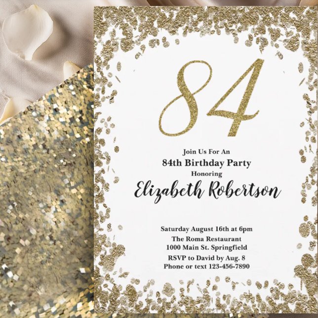 Elegante invitación de cumpleaños 84 para ella en  (Subido por el creador)