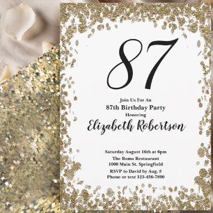 Elegante invitación de cumpleaños 87 para ella en