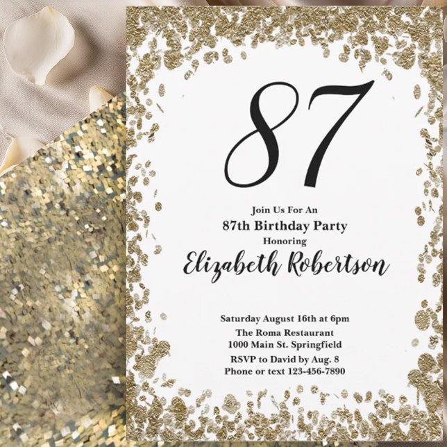 Elegante invitación de cumpleaños 87 para ella en  (Subido por el creador)