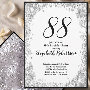 Elegante invitación de cumpleaños 88 para ella en 