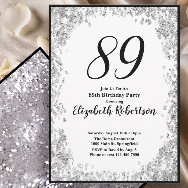 Elegante invitación de cumpleaños 89 para ella en  (Subido por el creador)