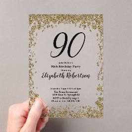 Elegante invitación de cumpleaños 90 en acrílico d