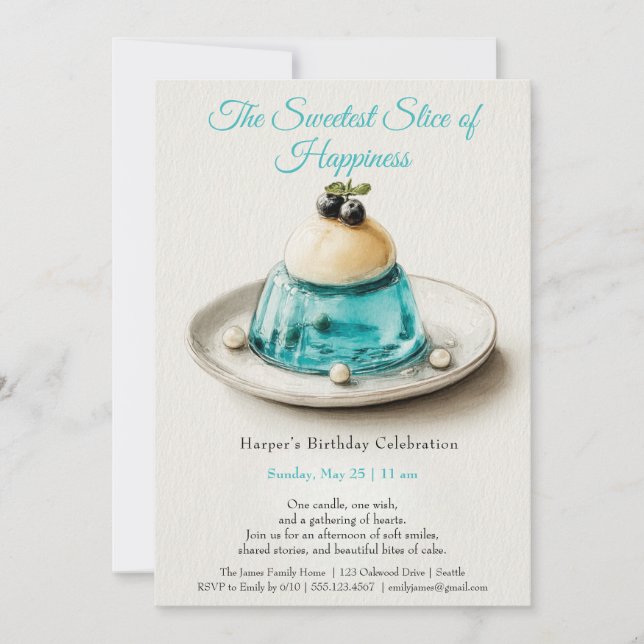 Elegante Invitación de cumpleaños a la pastelería  (Anverso)