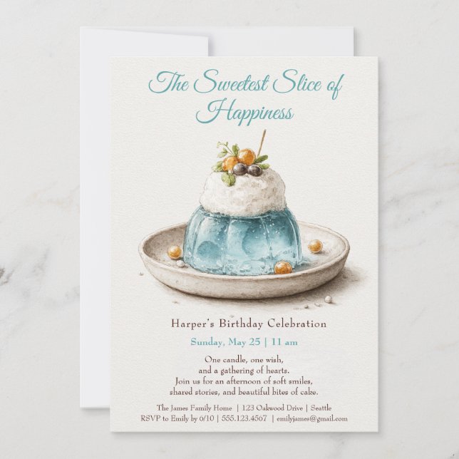 Elegante Invitación de cumpleaños a la pastelería  (Anverso)