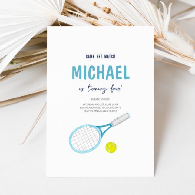 Elegante invitación de cumpleaños al tenis (Subido por el creador)