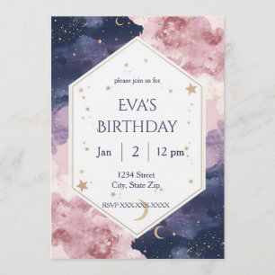 Elegante Invitación de Cumpleaños Celestial – Acua