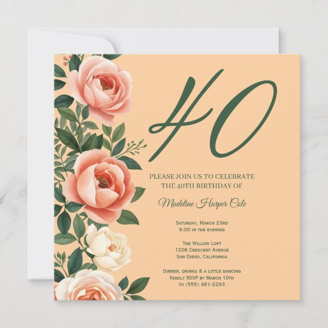 Elegante Invitación de Cumpleaños con Borde Latera (Anverso)