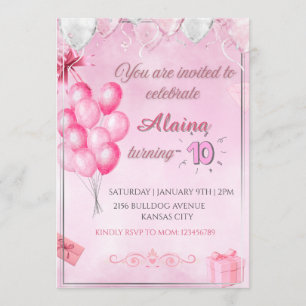 Elegante Invitación de Cumpleaños con Brillo en Ro