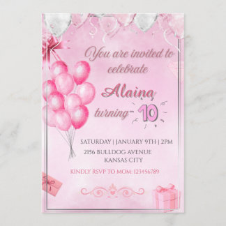 Elegante Invitación de Cumpleaños con Brillo en Ro
