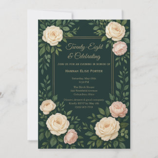 Elegante Invitación de Cumpleaños con Flores en Az