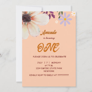Elegante invitación de cumpleaños con flores silve