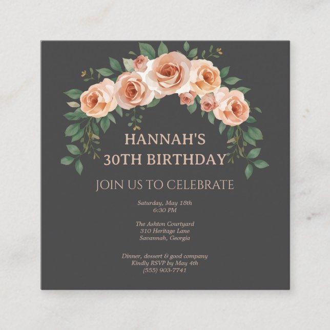 Elegante Invitación de Cumpleaños con Marco de Arc (Anverso)
