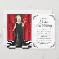 Elegante invitación de cumpleaños con traje de bañ