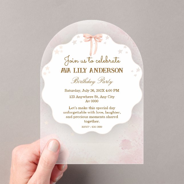 Elegante Invitación de Cumpleaños de Acrílico (Insitu (portátil))