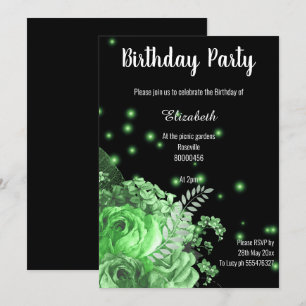 ELEGANTE INVITACIÓN DE CUMPLEAÑOS DE FLORAL VERDE 