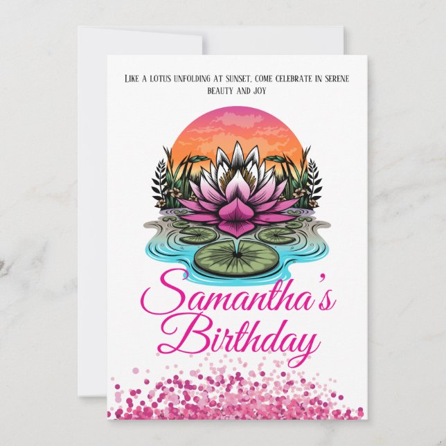 Elegante invitación de cumpleaños de flores de Lot (Anverso)