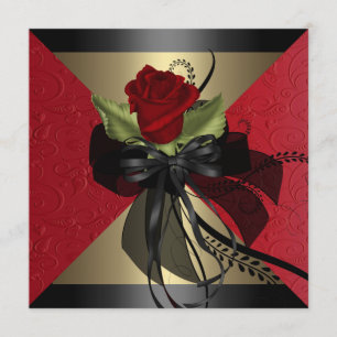 Elegante invitación de cumpleaños de la rosa roja