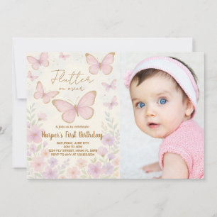 Elegante Invitación de cumpleaños de mariposa edit