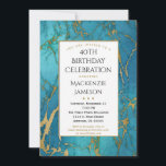 Elegante invitación de cumpleaños de mármol de oro<br><div class="desc">Una elegante invitación a la fiesta de cumpleaños con un rico mármol verde azul adornado con oro y un marco dorado. Perfecto para cumpleaños de hito como el 18 20 21 30 35 40 45 50 55 60 65 70 75 80 85 90 95 y 100 ... ¡o cualquier edad!...</div>