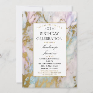 Elegante invitación de cumpleaños de mármol de oro