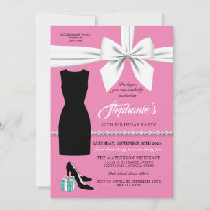 Elegante invitación de cumpleaños de moda rosada T