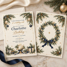 Elegante invitación de cumpleaños de Navidad en or