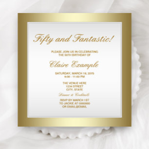 Elegante invitación de cumpleaños de oro blanco
