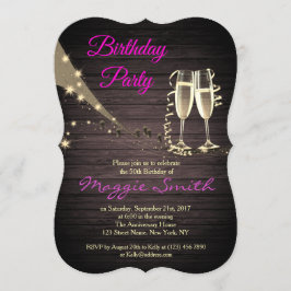 Elegante invitación de cumpleaños de oro y champán