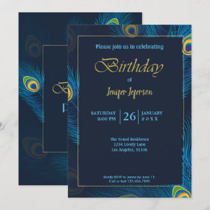 Elegante invitación de cumpleaños de Peacock