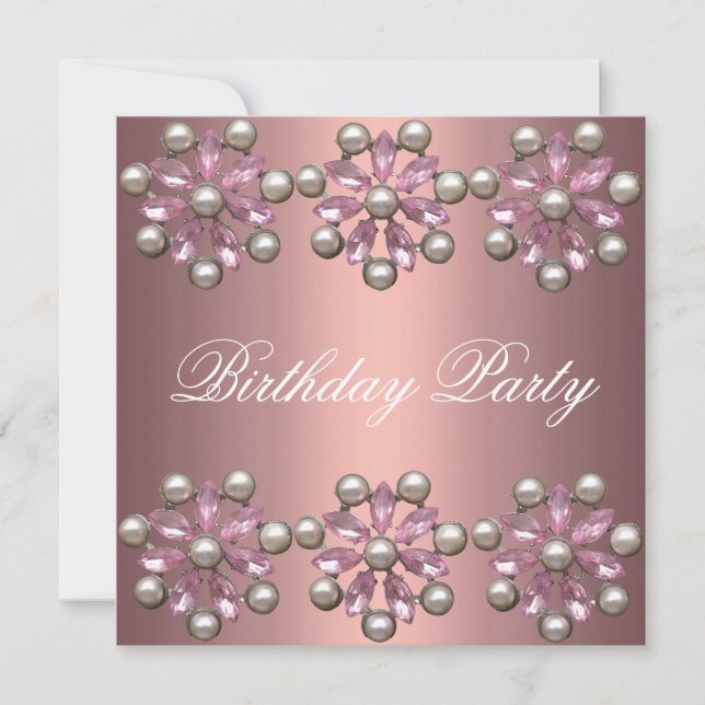 Elegante invitación de cumpleaños de Perla y Gema  (Anverso)